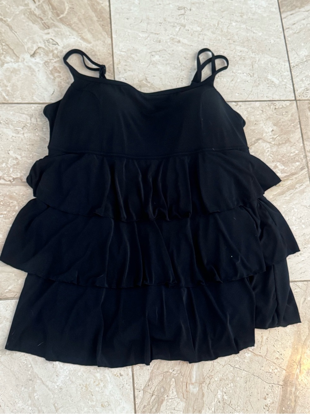 Catherines Black Tiered Ruffle Tank swim full coverage 24W
